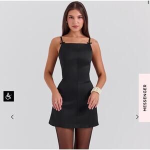 House of CB Dainty Square Neck Stretch Satin Mini Dress, Size Small